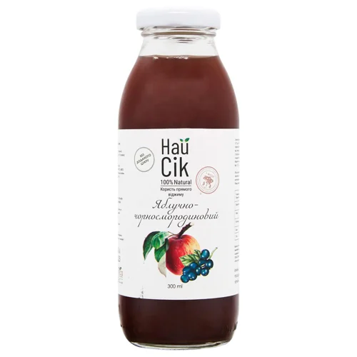 Сік Найсік яблучно-смородиновий неосвітлений пастеризований 0,3л