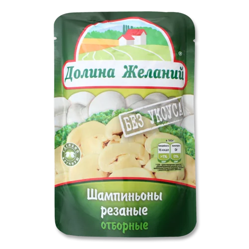 Печериці Різані Вищого Ґатунку Без Оцту Долина Желаній, 160г