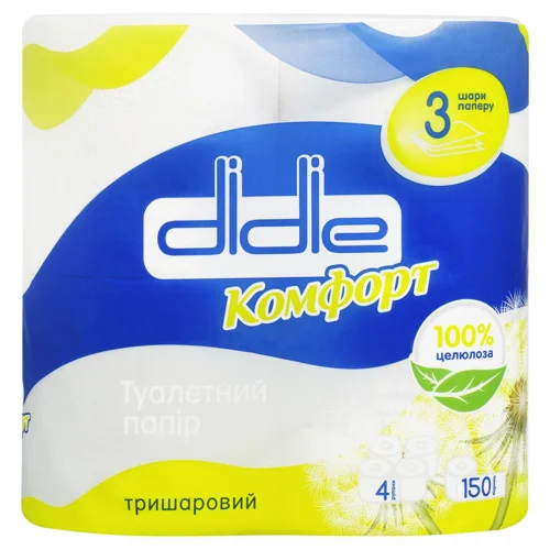 Туалетний папір Didie Комфорт Білий 3-шаровий 4шт