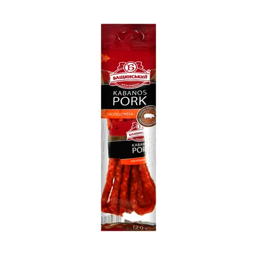 Ковбаски Бащинський KABANOS PORK сиров'ялені вищого ґатунку 120г