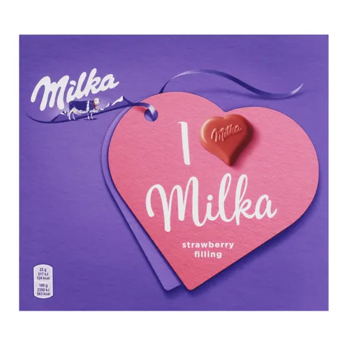 Цукерки з кремово-полуничною начинкою в молочному шоколаді Milka 110г