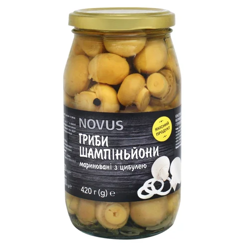 Шампіньйони Novus цілі мариновані 420г