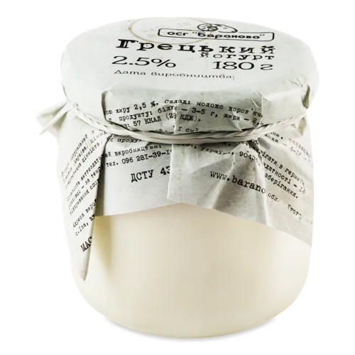 Йогурт Грецький 2.5% Бараново, с/б, 180г