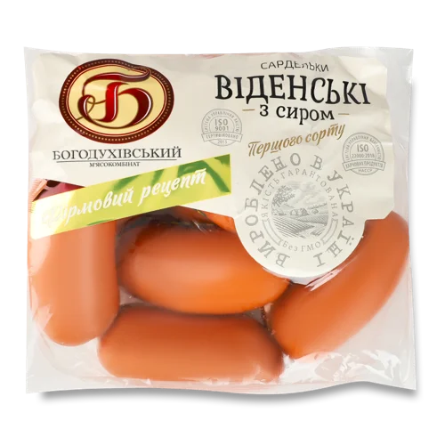 Сардельки Варені З Сиром Віденські Богодухівський М'ясокомбінат, кг
