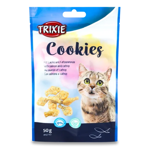 Ласощі Для Котів З Лососем Та Котячою М'ятою, Cookies Trixie, В/ґ, 50г