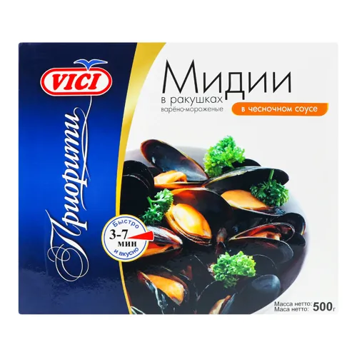 Мідії в мушлях в часниковому соусі Vici вищого ґатунку 500г