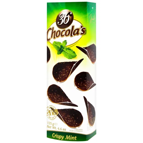 Чіпси шоколадні 36 Chocola’s із молочного шоколаду з хрумкою крихтою з м'ятним смаком 125г