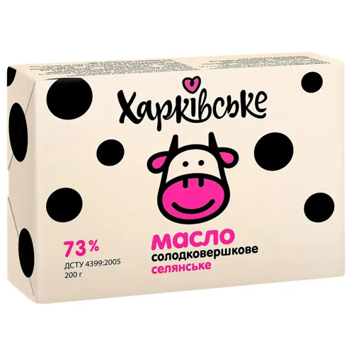 Масло Харківське селянське солодковершкове 73% 200г