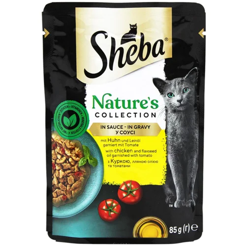 Корм вологий Sheba Nature's з куркою, лляною олією та томатами для котів 85г