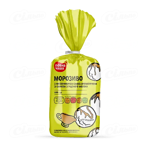 Морозиво «Повна Чаша» зі смаком згущеного молока, 1000г