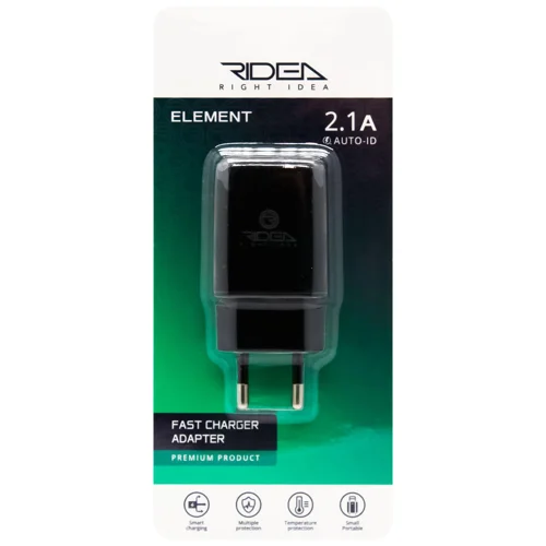 Зарядний пристрій мережевий Ridea Element RW-11011 2.1 A black
