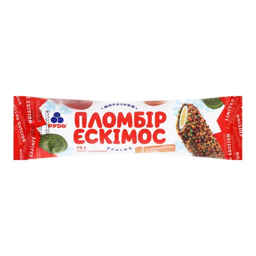 Морозиво пломбір в кольоровому печиві Ескімос Рудь м/у 75г