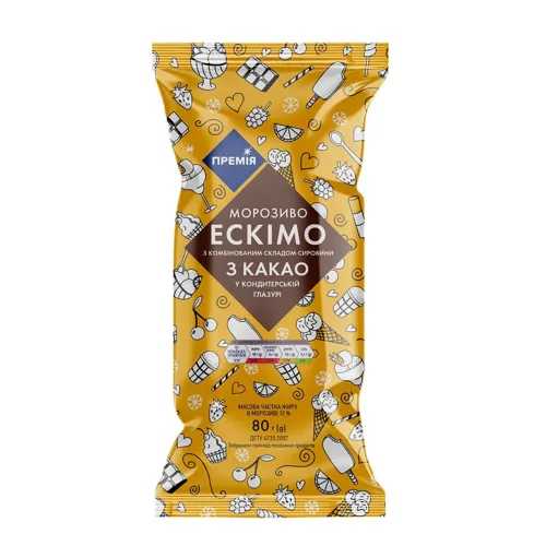 Морозиво ескімо «Премія» в глазурі з какао, 80г