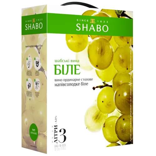 Вино Shabo біле напівсолодке 12%, 3л