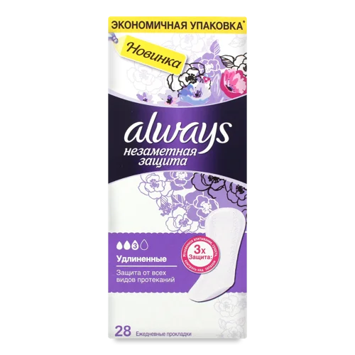 Гігієнічні Прокладки Подовжені Ароматизовані Непомітний Захист Always, Щоденні, 28 шт