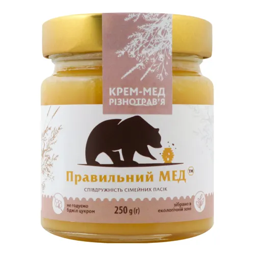 Крем-мед Різнотрав'я Правильний мед скляна банка 250г