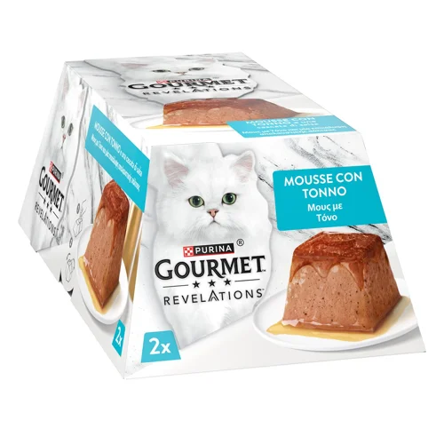Корм вологий Gourmet Revelations Мус з тунцем та підливкою для дорослих котів 57г х 2шт