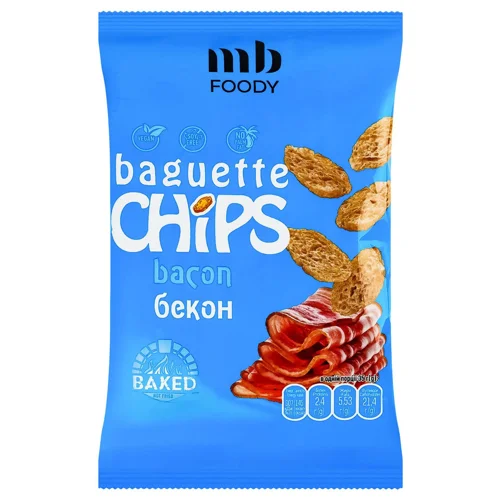 Сухарики MB Foody Baguette Chips житньо-пшеничні Бекон 35г