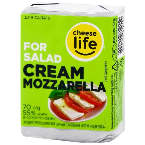 Продукт сирний плавлений Cheese Life Крем Моцарела 55% 70г