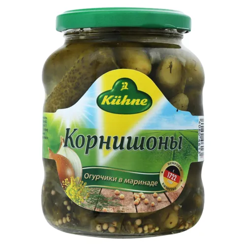 Корнішони KUHNE пікантно-пряні 1/330 ст/б