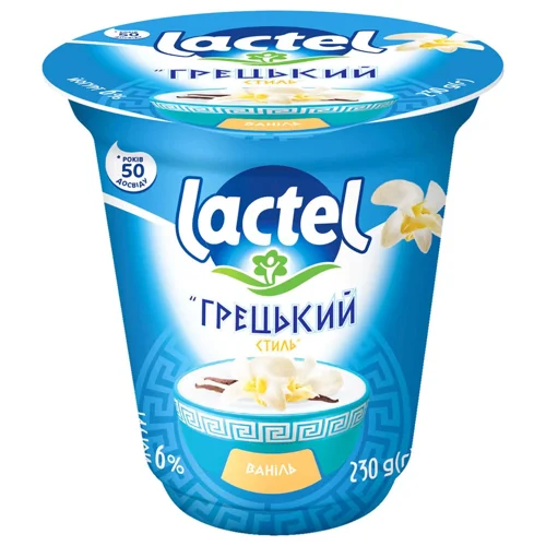 Йогурт Lactel Грецький стиль ваніль 6% 230г