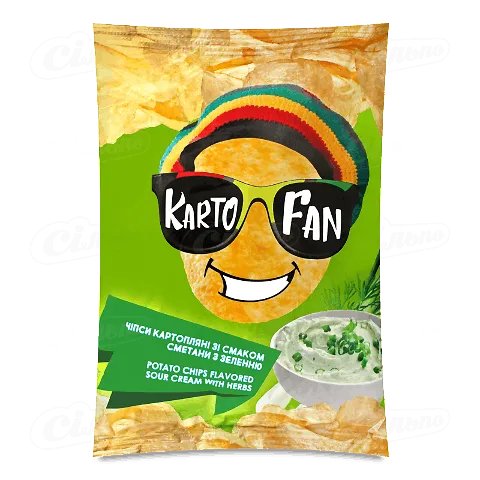 Чіпси KartoFan картопляні зі смаком сметан/зелень, 70г