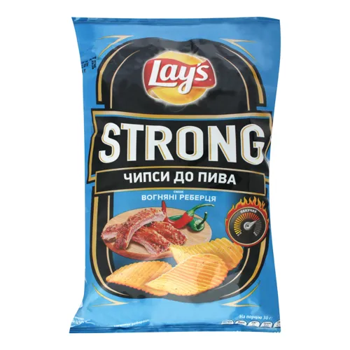 Чіпси картопляні зі смаком вогненних реберець Strong Lay's м/у 120г