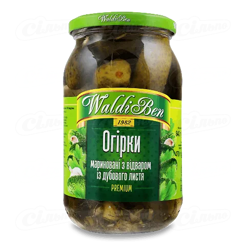 Огірки WaldiBen мариновані з відваром з дубового листя, 840г