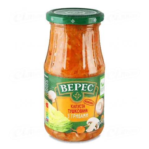 Закуска «Верес» капуста тушкована з грибами, 500г