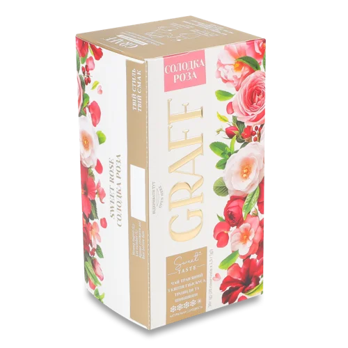 Трав'яний Чай З Квітів Гібіскуса, Троянди Та Шипшини, Натуральний Підсолоджувач, Graff, к/у, 20х1.5г