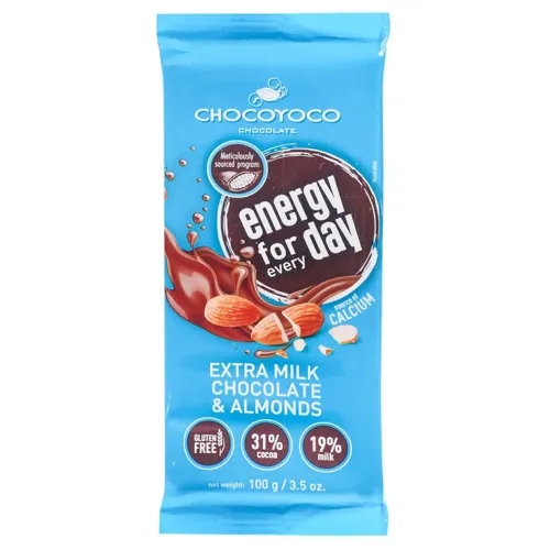 Шоколад Chocoyoco молочний з мигдалем 100г
