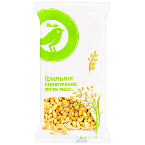 Грильяж Auchan з повітряних зерен рису 62г