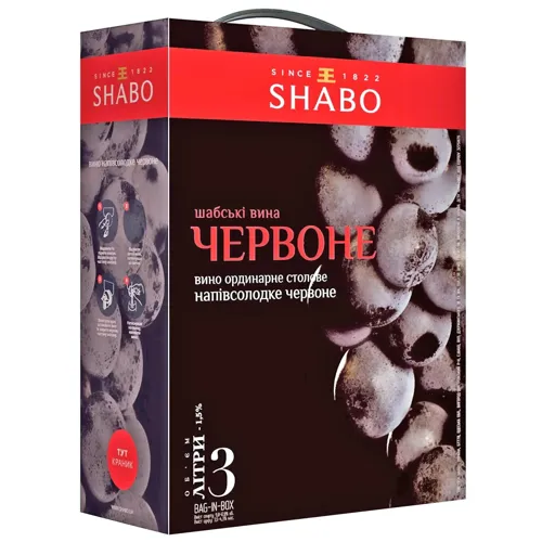 Вино Shabo червоне напівсолодке 12%, 3л