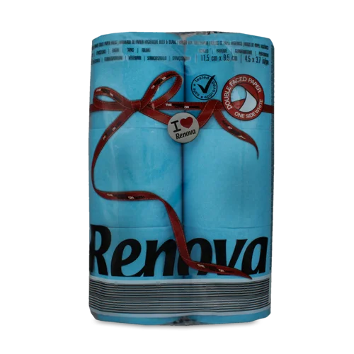 Туалетний папір Renova Red Label, Голубий, в/к, 4 рулони