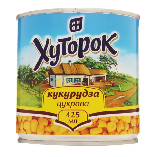 Кукурудза цукрова стерилізована Хуторок з/б 425мл