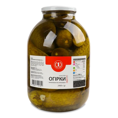 Мариновані Огірки ТМ '1' С/Б Вищого Ґатунку, 2.9кг