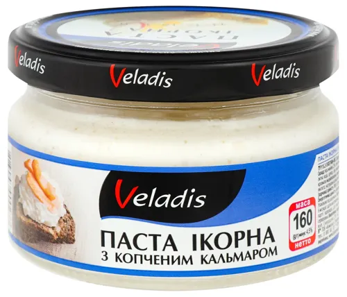 Паста з ікрою атлантичних риб з копченим кальмаром Ікорка Veladis с/б 160г