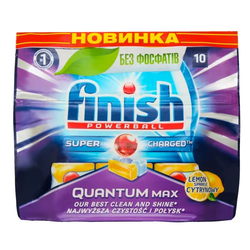Засіб Для Миття Посуду В Посудомийних Машинах Finish Quantum Powerball Max Lemon 10 шт