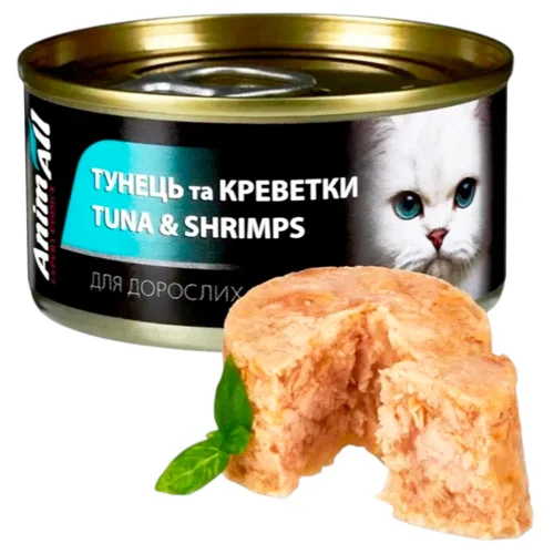Корм вологий AnimAll з тунцем та креветками для котів 85г