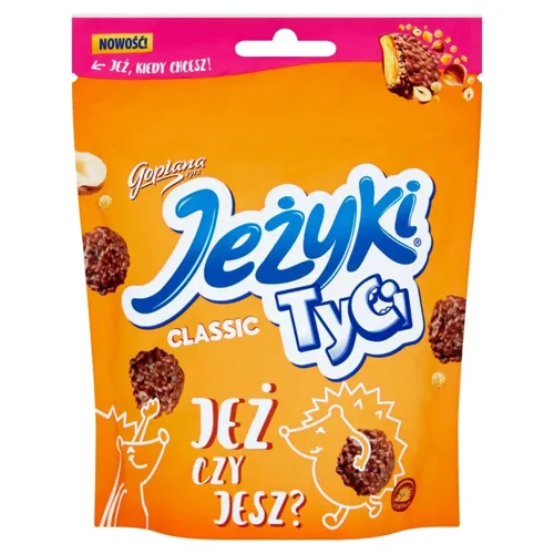 Печиво Jezyki Tyci Classic з карамеллю, лісовими горіхами та рисовими хрустками в молочному шоколаді 100г