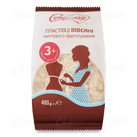 Пластівці вівсяні «Сквирянка» натуральні п/п, 0,4кг