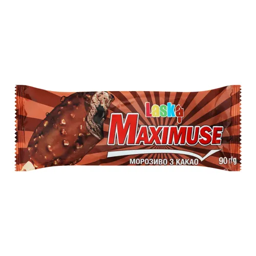 Морозиво 12% в кондитерській глазурі з какао і арахісом Maximuse Laska м/у 90г