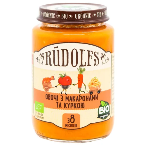 Пюре Rudolfs овочі з макаронами та куркою 190г