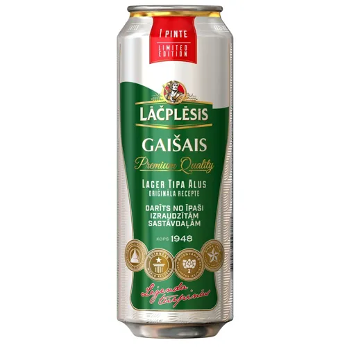 Пиво Lacplesis Gaisais світле ж/б 5% 0,5л