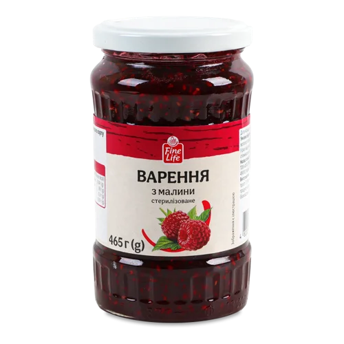 Варення З Малини Стерилізоване Fine Life В/с Скляна Банка 465г