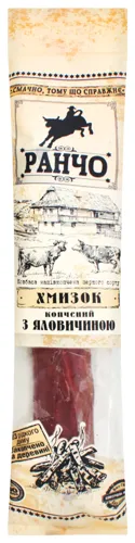 Ковбаса першого сорту Хмизок копчений з яловичиною Ранчо напівкопчена м/у 215г