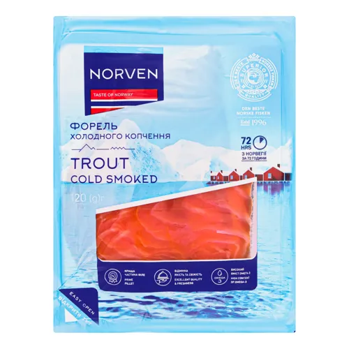 Форель нарізка Norven холодного копчення вищого ґатунку 120г