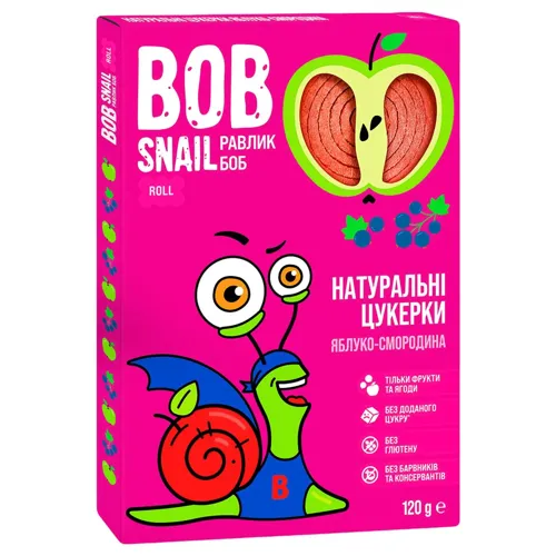 Цукерки Bob Snail Яблуко-смородина натуральні 120г