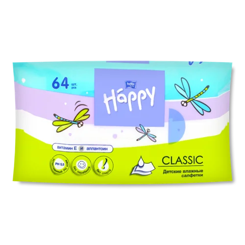 Вологі Серветки Для Дітей Bella Baby Happy Classic, 64 шт.