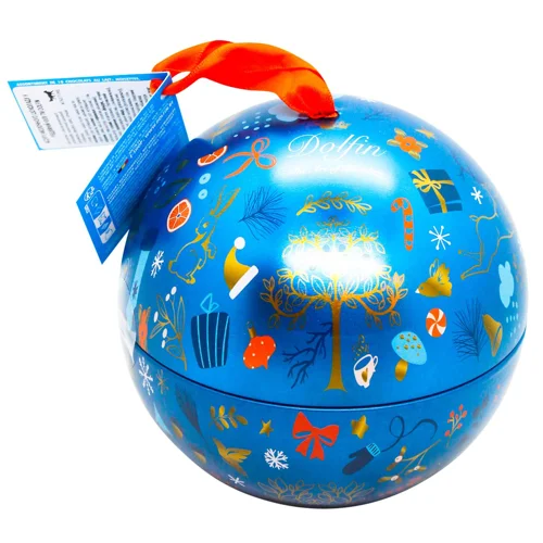 Набір молочного шоколаду Dolfin у різдвяній кулі асорті 100г